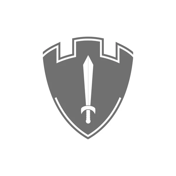 盾城堡的矢量 剑形标志设计 适合您的设计需要 动画等 — 图库矢量图片
