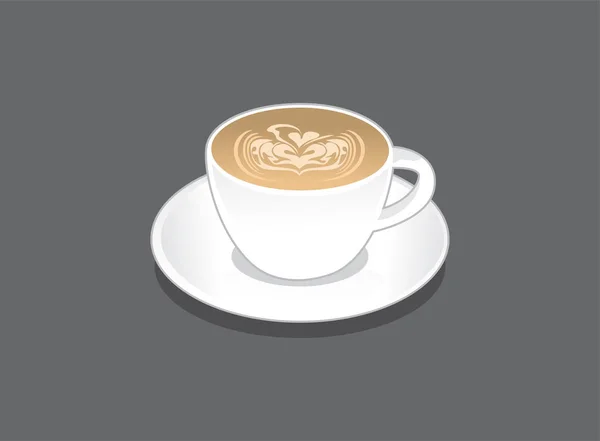 Чашка Еспресо Cappuccino Macchiato Кава Біла Чашка Ізольований Формат Чорного — стоковий вектор