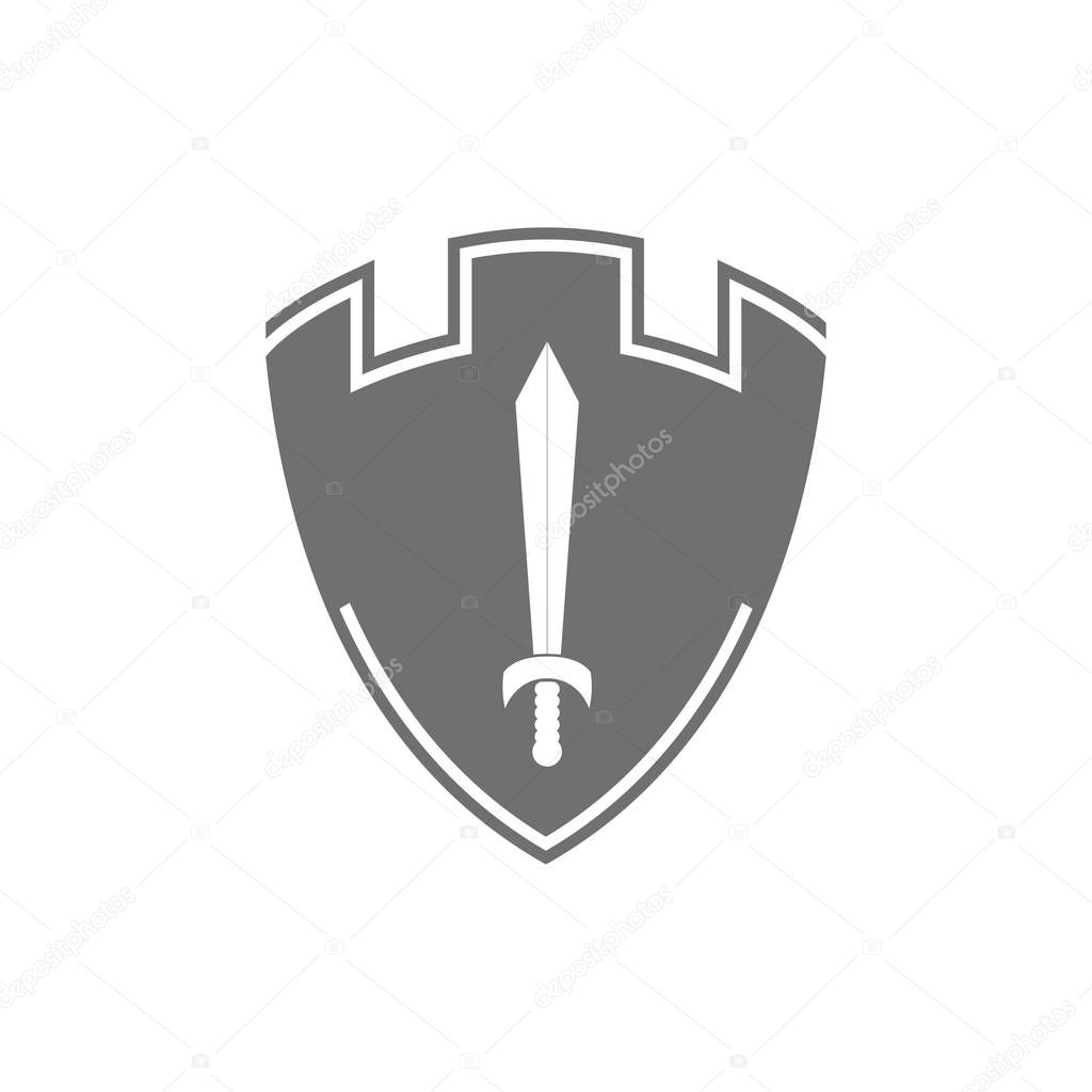 Vector of Shield castle with sword logo design eps format, suitable for your design needs, logo, illustration, animation, etc.