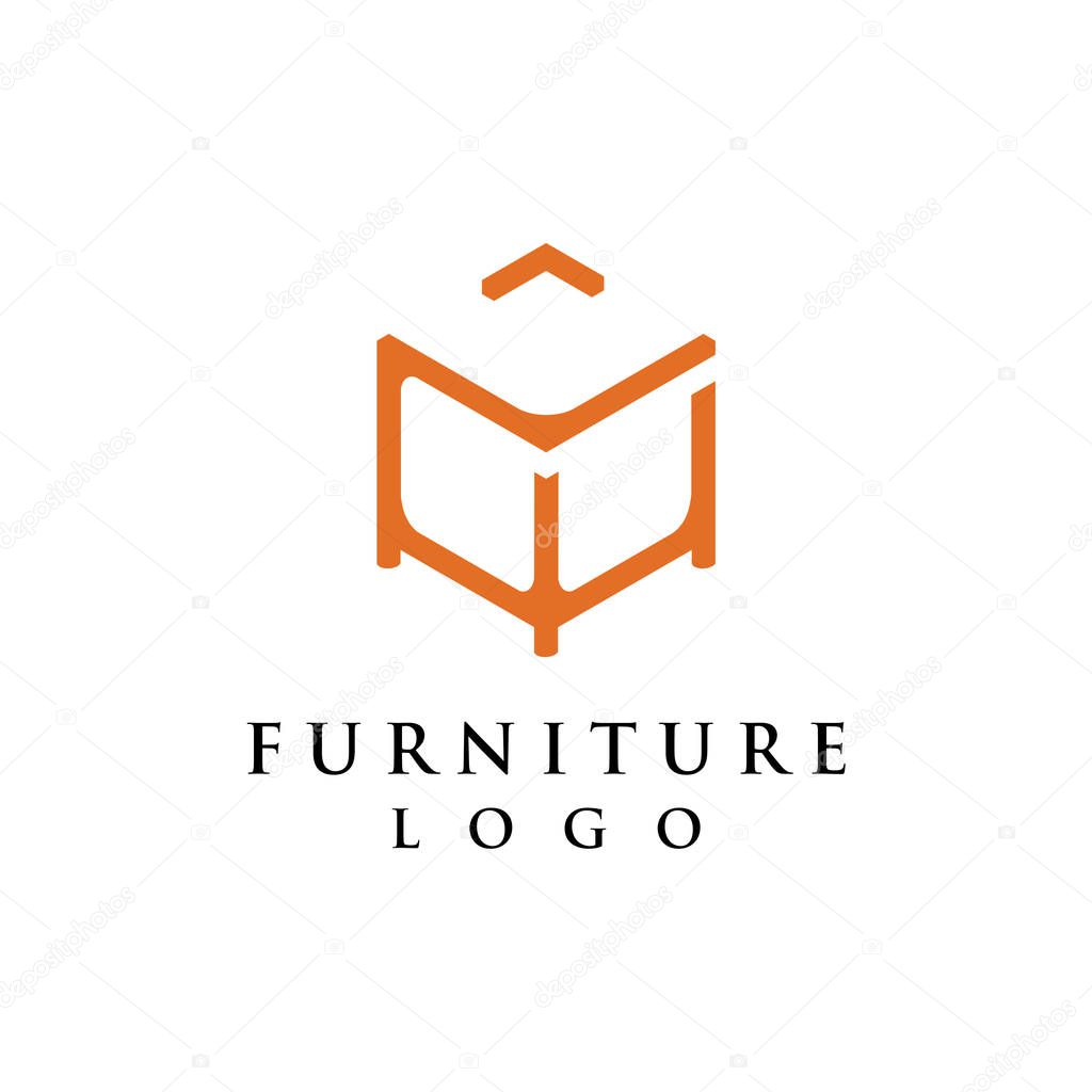Vector of furniture logo with box table design as icon isolated white bakground eps format