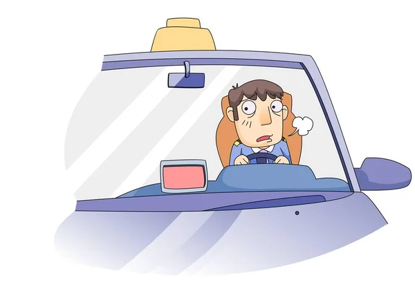 Chauffeur Taxi Personnage Soupirant Sans Clients — Image vectorielle
