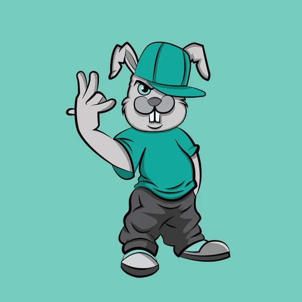 Lapin Frais Avec Chapeau — Image vectorielle