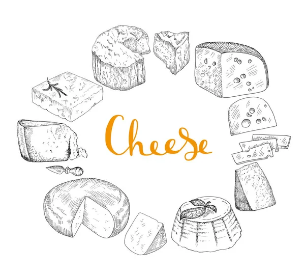 Coffret fromage illustration vintage . — Image vectorielle