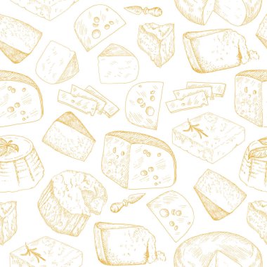 Peynir vintage illüstrasyon ayarla.