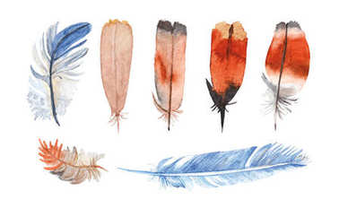 Suluboya tüyler el boyalı