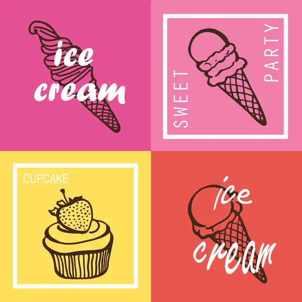Ice cream and cupcake — Stock Vector