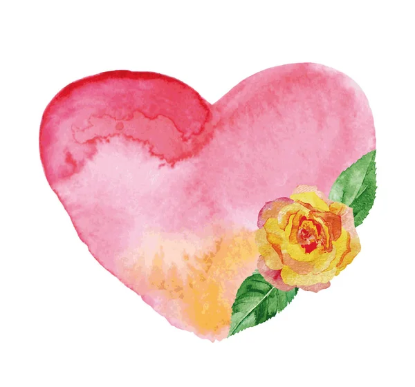 Aquarel hart rose — Stockvector