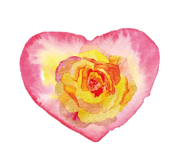 Aquarel hart rose — Stockvector