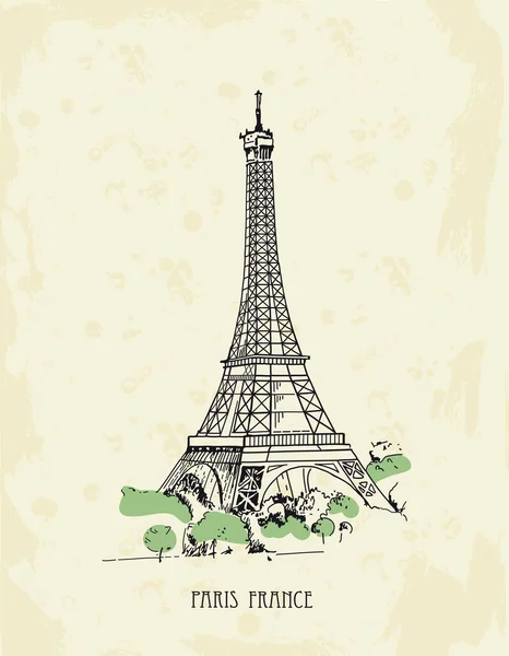 Tour Eiffel, Paris, France. Croquis vectoriels dessinés à la main — Image vectorielle