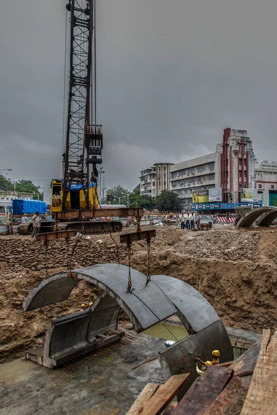 Jun 2005 Görbe Előremutató Beton Lemez Metró Építés Alatt Közel — Stock Fotó