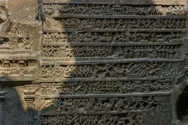 Listopad 2011 Hinduska Jaskinia Ogromny Panel Sceny Ramayana Ewidentny Świątynia — Zdjęcie stockowe