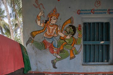 25 Haziran 2007 Renkli Duvar Sanatı: Raghurajpur Köyü Puri Orissa Hindistan