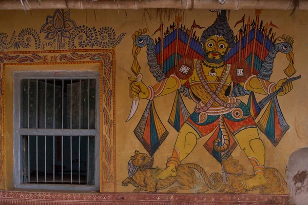Червня 2007 Року Пофарбовано Ручну Руку Wall Art Село Рагураджпур — стокове фото