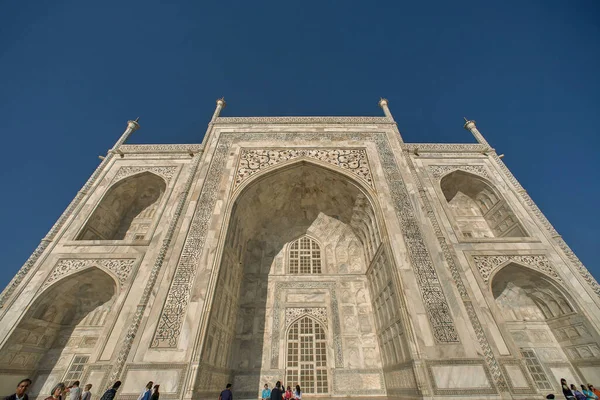 Maart 2007 Zonsondergang Bij Witte Makrana Marmer Taj Mahal Tegen — Stockfoto