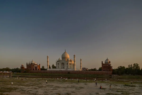 Taj Mahal Yamuna Folyóból Agra Uttar Pradesh India — Stock Fotó