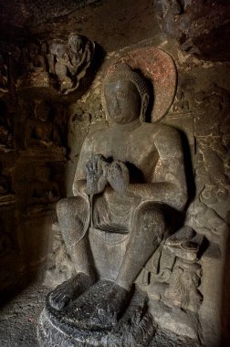 22-sep-2012-Aurangabad Mağaraları Budist Tapınakları 6 ve 7. yüzyıl. Aurangabad şehrinde, Maharashtra INDIA