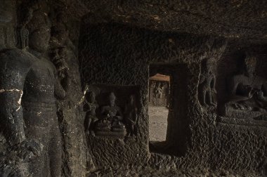 22-sep-2012-Aurangabad Mağaraları Budist Tapınakları 6 ve 7. yüzyıl. Aurangabad şehrinde, Maharashtra INDIA