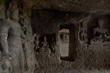 22-sep-2012-Aurangabad Mağaraları Budist Tapınakları 6 ve 7. yüzyıl. Aurangabad şehrinde, Maharashtra INDIA