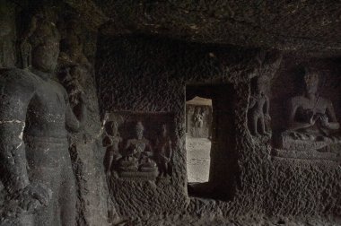 Aurangabad mağaraları 12 kaya kesimli Budist tapınağıdır Aurangabad, Maharashtra INDIA
