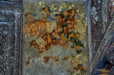 Ajanta duvarı, Aurangabad Maharashtra Hindistan yakınlarındaki UNESCO DÜNYA HerITage sitesini boyuyor.