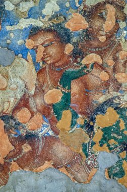 Ajanta duvarı, Aurangabad Maharashtra Hindistan yakınlarındaki UNESCO DÜNYA HerITage sitesini boyuyor.