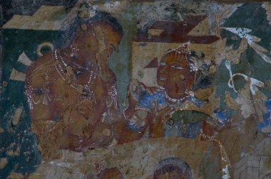Ajanta duvarı, Aurangabad Maharashtra Hindistan yakınlarındaki UNESCO DÜNYA HerITage sitesini boyuyor.