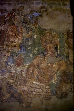 Ajanta duvarı, Aurangabad Maharashtra Hindistan yakınlarındaki UNESCO DÜNYA HerITage sitesini boyuyor.