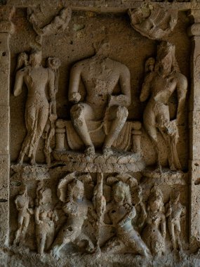 31-Mar-2019-stupa ve budha heykeli Kondivite veya Mahakali Mağaraları, MÖ 1. yüzyıl ile 6. yüzyıl Mumbai Maharashtra INDIA