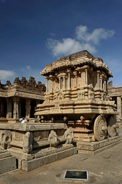 2008 Stone Chariot Vijaya Vittala Temple 유산으로 Hampi Karnataka South — 스톡 사진