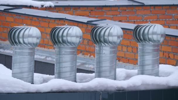 Ventilation metal system on roof of building — Stock video