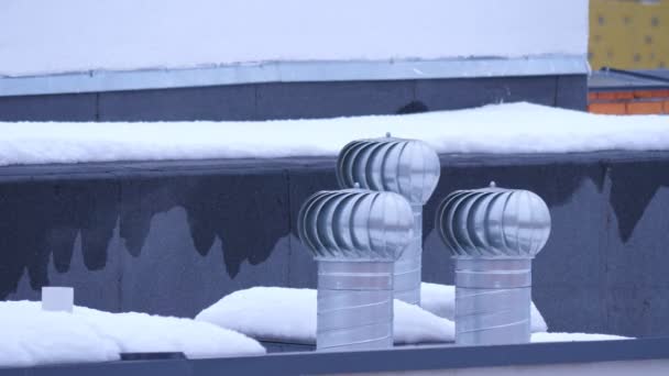 Ventilation metal system on roof of building — Αρχείο Βίντεο