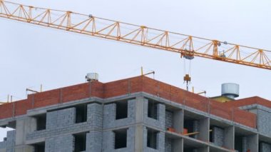 Building crane in construction zone