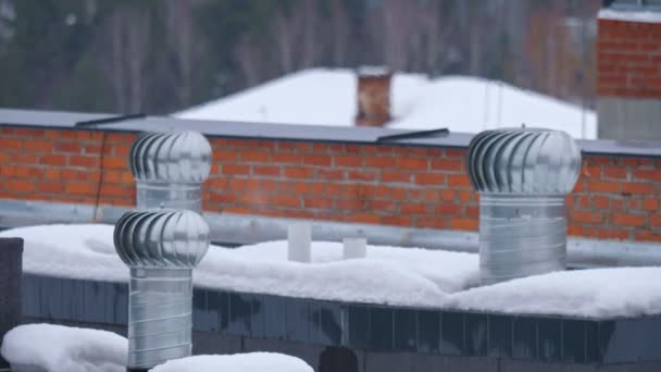 Ventilation metal system on roof of building — Αρχείο Βίντεο