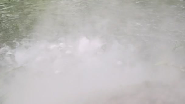 Water boils in a river, lake or swamp. — Stockvideo