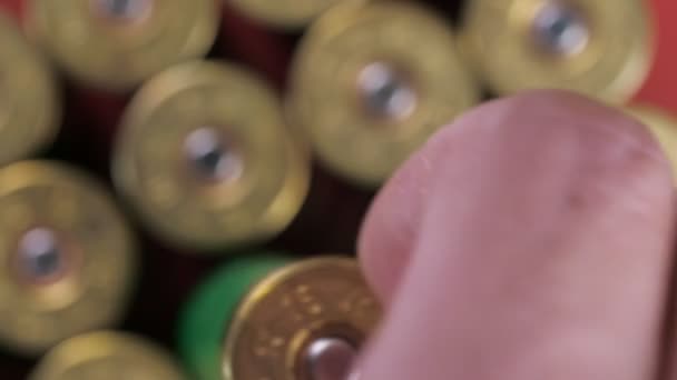 Set of shabby shotgun shells — Stock Video