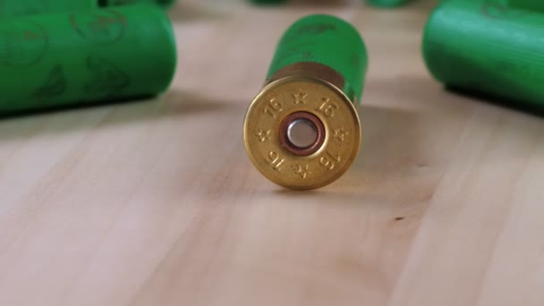 Set of shabby shotgun shells — Stock Video