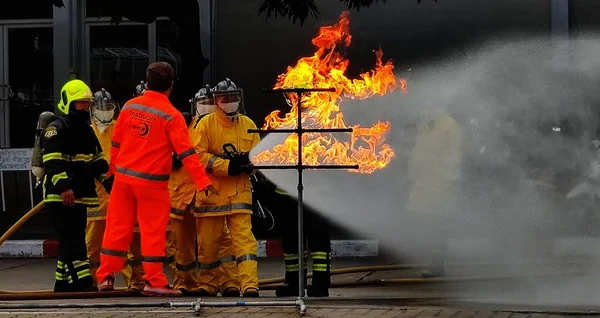 Bangkok Tailândia Novembro 2019 Preparação Bombeiros Para Exercícios Incêndio Treinamento — Fotografia de Stock