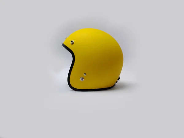 Casque Moto Jaune Sur Fond Blanc — Photo