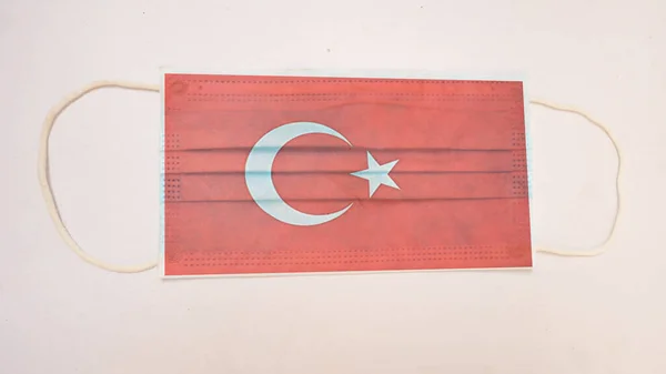 Coronavirus Turkiet Grafisk Kirurgisk Mask Med Turkiet Flagga Novel Coronavirus — Stockfoto