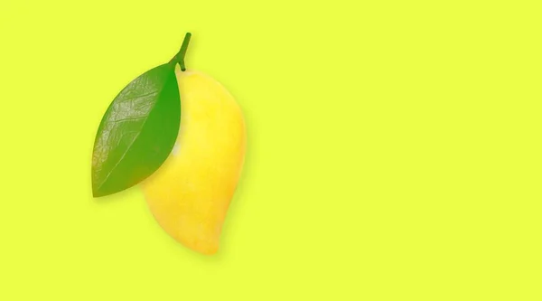 Mango Frutta Tropicale Sfondo Giallo Vista Dall Alto Copia Spazio — Foto Stock