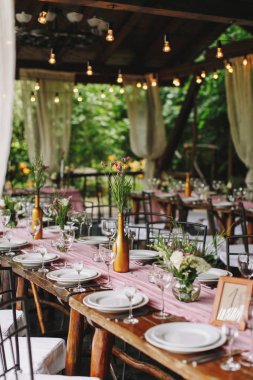 Düğün. Ziyafet. Konuklar, süslenmiş için Festival tablo 