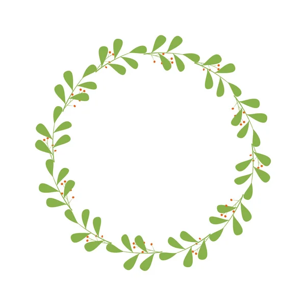 Élément de design floral. Cadre rond fait de branches avec des feuilles et des baies orange. Modèle de conception pour logo, invitation, salutations. Couronne laconique élégante. Frontière minimaliste. Vecteur — Image vectorielle