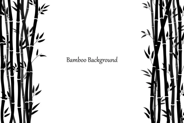 Bambu saplı ve yapraklı arka plan şablonu. Siyahlı minimalist tasarım. Vektör illüstrasyonu
