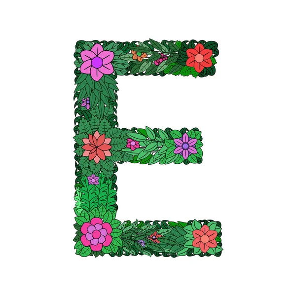 Der Buchstabe Helles Element Des Bunten Floralen Alphabets Auf Weißem — Stockvektor