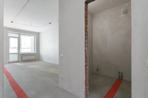 interior of the apartment without decoration.fine finish walls