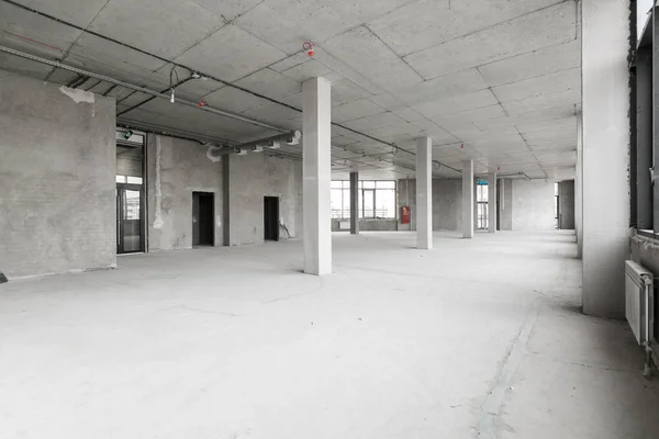 Empty Pure Commercial Office Building Undecorated Gray Colors Open Space — Stock Photo, Image