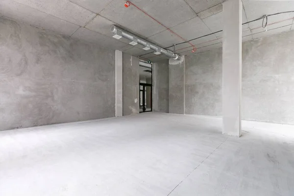 empty pure commercial office building undecorated in gray colors.open space office