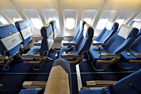 Avion bleu sièges vides — Photo