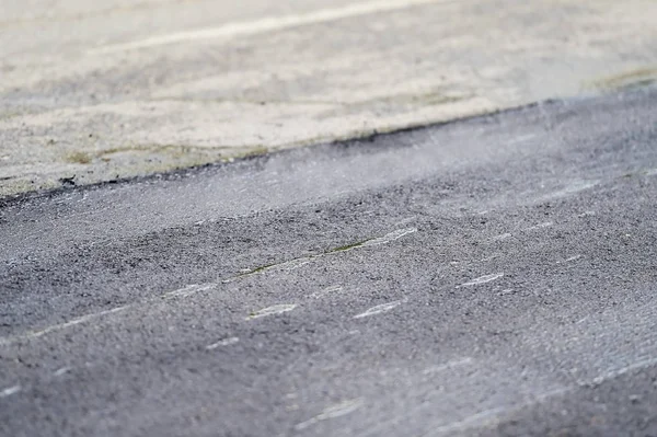 Asphalt paving with steel roller — Stock Photo, Image