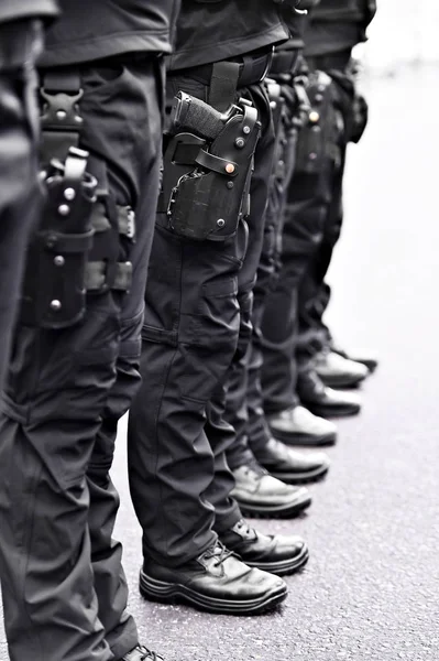 Special forces soldiers with pistols in scabbards — Stock Photo, Image